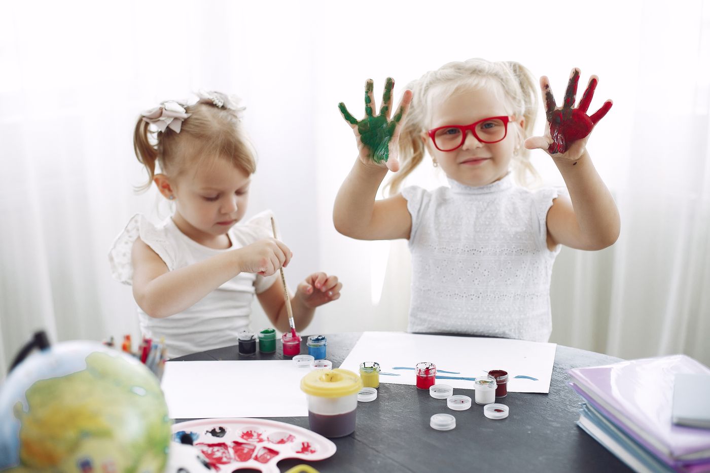 Children enjoying a colorful painting activity